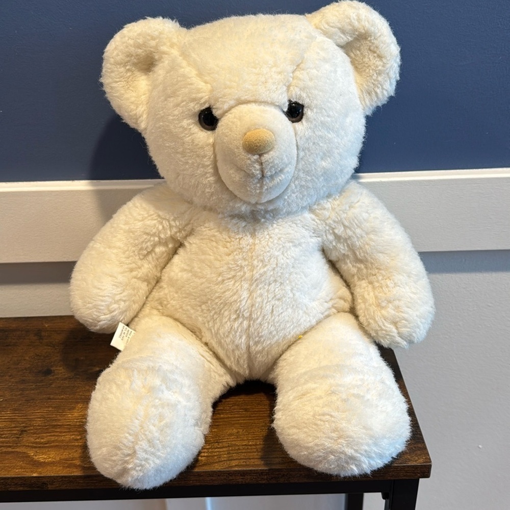 Vintage Hallmark White Teddy Bear Plush Stuffed Animal 1980s 16"